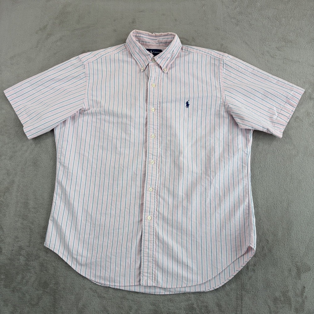 Polo Ralph Lauren Oxford Shirt in Pink Striped OCBD Men Large Classic Fit Pony
